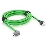 Plinkwirekb Right Angle IX to RJ45 Cat6A Industrial Ethernet Cable 10Pin A-Key IX40G-A-10S-CVL1(7.0) 10Gbps Shielded for Industrial Automation, PLC, Machine Vision, Robotics, PROFINET (2M/6.6FT)