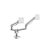 ALOGIC Flux Dual Monitor Arm for Two 17" to 35" Monitors, Supports 2-20kg per Monitor, VESA 75x75 & 100x100, Clamp & Grommet Mount, Adjustable Monitor Mount, White