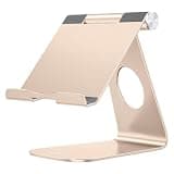 OMOTON Tablet Stand Holder Adjustable, T1 Desktop Aluminum Tablet Dock Cradle Compatible with iPad Air/Mini, iPad 10.2/9.7, iPad Pro 11/12.9, Samsung Tab and More, Gold