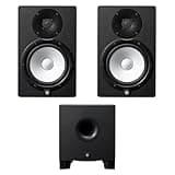 Yamaha HS8 8-Inch Powered Studio Monitor Pair Bundle with HS8S 8-Inch Active Subwoofer — 2.1 Reference System for Music Production, Mixing, Mastering, Home Recording