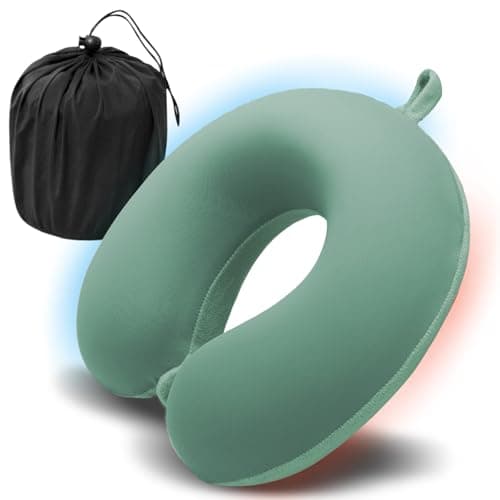 Elvodosia Travel Pillow, Memory Foam Neck Pillow for Traveling, U Shape Airplane Portable Flight Pillow Adult Travel Neck Pillow for Plane Train Car Home Office (Green)