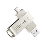 Bilious Silver Metal 360° Rotation Style USB 3.0 Thumb Drive, 2 in1 Dual Portable Memory Stick U Stick, Waterproof Jump Drive (32, 1 Pack)