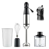 4-in-1 Hand Blender, 1000W Heavy Duty Immersion Stick Blender, Variable Speed Trigger, Stainless Steel, with Whisk, 700ml Beaker,500ml Chopper,Ice Blade,for Soup,Baby Food,Sauce (Hand Blender 4-in-1)