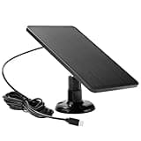 Solar Panel Charger for Ring Doorbell 2nd Gen, 4 W 5 V Surveillance Camera Power Supply with Type-C Output, 360 Degree Adjustable Mounting Bracket, 9.84 ft Cable, Weatherproof, Black