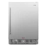 Pemberly Row 23.4" Built-in Steel Beverage Cooler, 5 Cu. Ft., Under-Counter Refrigerator, Solid Stainless-Steel Door, Interior LED Light, Compact Design for Home Bar or Kitchen