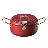OBKSEB Kitchen Deep Frying Pot with Lid and Thermometer Non Stick Fryer Stainless Steel French Fries Tempura Pan