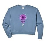 Womens Domestic Violence Awareness Purple Ribbon Faith Comfort Colors Crop Sweatshirt