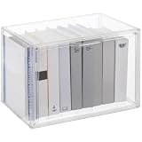 Plastic Cube Bookshelf with Handle Grooves, Clear Acrylic Bookcase Cube Organizer, 14 X 9 X 11 in Open-Top Tier Design
