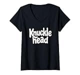 Women's Knucklhead Black n White Text V-Neck T-Shirt