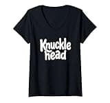 Women's Knucklhead Black n White Text V-Neck T-Shirt