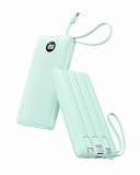 VRURC Portable Phone Charger for iPhone, 10000mAh Power Bank Built in Cables & Lanyard, Slim USB C Battery Bank 5 Outputs for Multi Devices,Travel Essential for College Students Teen Boys Girls-Green