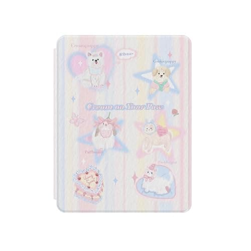 Hard Kickstand Folio Case for Apple Cartoon Animal Light Blue Pink Dog Cat Rabbit Star Heart Butterfly Cake Refreshing Cute Lovely Adorable Girls Kids (for iPad Air 5 10.9-inch 5th Generation 2022)