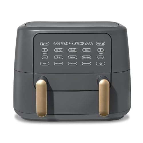 Dual Air Fryer 9 Qt with 2 Baskets & Touchscreen – Large Capacity Air Fryer with Sync Cooking, Fast Even Crisping, Easy Clean, Perfect for Family Meals (Oyster Grey)