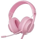 WIRWTRU S30 Gaming Headset with Microphone,198g Lightweight Design, Wired Gaming Headphones for Xbox, Xbox Series X|S, PS5, PS4, Switch, PC, Noise Cancelling Mic, Soft Earmuffs (Pink)