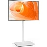 TVON Floor TV Stand with Mount for Most 32-65 Inch TVs up to 88lbs, Height Adjustable TV Floor Stand with Wood Base for Space Saving, Tall Floor TV Stand for Bedroom, Corner & Living Room, White