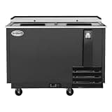 Pemberly Row 50" Commercial Bottle Cooler, Black Finish, 14 cu. ft. Capacity, Built-in Bottle Opener, 3 Shelves, Digital Temperature Control, Freestanding Refrigerator for Bars, Cafes, Restaurants