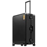 LEVEL8 Zipperless Checked Luggage Large Suitcase with Wheels 28 Inch Aluminum Frame Luggage Hard Shell Suitcases with Tsa Locks, Black