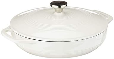 Lodge Essential Enamel Braiser - Refrigerator- & Oven-Safe up to 500° F - Heat-Retaining, Induction-Safe & PFAS-Free Enamel Cookware - 3.6 Quart, Oyster White