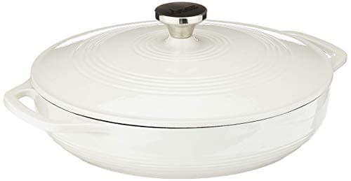 Lodge Essential Enamel Braiser - Refrigerator- & Oven-Safe up to 500° F - Heat-Retaining, Induction-Safe & PFAS-Free Enamel Cookware - 3.6 Quart, Oyster White