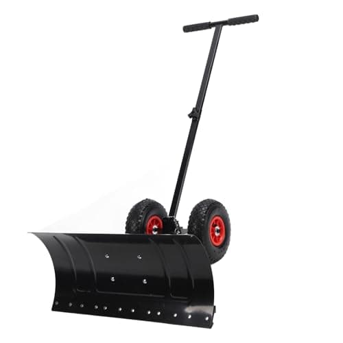 Rcniso Snow Shovel for Pushing, Adjustable Angle and Height, Multi-Purpose Snow Removal Tool, Widened Driveway Sign Made of Steel