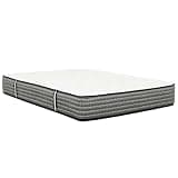 Benjara Che Queen Size Mattress, Pocket Coil Springs, Cool Gel Memory Foam, White and Gray