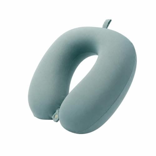 Beckworld Fresh Green Ergonomic Travel Neck Pillow, Slow Rebound Memory Foam U Pillow, Washable Soft Cover Neck Support Pillow with Portable Snap Closure