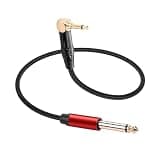 CERRXIAN 3.5mm TS Mono Right Angle Male to 6.35mm TS Mono Male Audio Cable,0.3M/1FT Leather Textured Cord, Short TS Mono Patch Cable for Electric Guitar, Mixer, Amplifier, Speaker