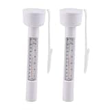 Water Temperature Thermometer Swimming Pool Thermometer Compact Lightweight Floating Thermometer for Pools Spas Ponds PVC White 2PCS 195x45mm