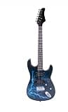 Lightning Style Electric Guitar with Power Cord/Strap/Bag/Plectrums Black & Dark Blue