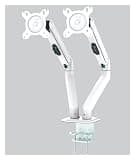 VIZLKOG G08-24 Dual Monitor Desktop Mounting Bracket for 13 to 27-inch LCD Screens Rotation and Tilt Adjustment Two-Arm Stand(White)