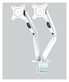 VIZLKOG G08-24 Dual Monitor Desktop Mounting Bracket for 13 to 27-inch LCD Screens Rotation and Tilt Adjustment Two-Arm Stand(White)