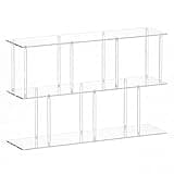 OssifragaBone 3-Tier Acrylic Low Bookshelf 11.8''D X 47.2''W X 24.6''H Clear Long Bookcase with Large Storage Horizontal Bookshelf Easy Assembly for Office Living Room Bedroom