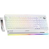 MEETION Wireless Gaming Keyboard, Computer Keyboard, RGB Light Bar, 98% Tri-Mode Bluetooth/2.4G, 4000mAh Battery, Side-Printed Keycaps, Programmable, Volume Knob & Adjustable Stand, PC/Laptop, White