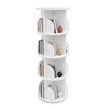 NTNOEA 4-Tier Rotating Bookshelf, 16-Compartment 360° Turntable Storage Organizer for Books, Toys, Collectibles, Modern Freestanding PVC & Alloy Display Rack for Home, Kids Room, Office, White