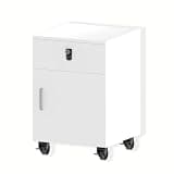 STLWR Drawer Rolling File Cabinet with 3-Digit Combination Lock, Wood Mobile File Organization Filing Cabinets for Home Office, Assembly Required (White)