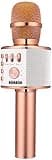 BONAOK Wireless Bluetooth Karaoke Microphone,3-in-1 Portable Handheld Karaoke Mic Speaker Machine Home Party Birthday for All Smartphones PC(Q37 Rose Gold)