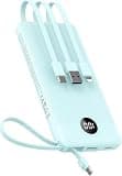 VEEKTOMX 10000mAh Portable Charger with Built-in Cables, Fast Charge Power Bank for iPhone 16/15/14 Samsung Android, USB C Battery Pack with iPhone Micro USB Travel Essentials, Blue
