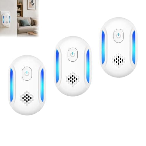 Vermix Pulse Pro, Compact Ultrasonic Plug in Device with Triple Pulse Technology, Compact Quiet Design for Bedroom, Kitchen, Garage, Basement & Office Use with Nightlight (3pcs)
