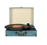 Vinyl Record Player Bluetooth Turntable 3-Speed Suitcase Portable Vintage Belt-Driven Record Player with Speakers RCA Line Out AUX in Headphone Jack
