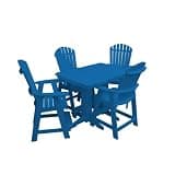 Keystone Amish Co. Poly Composite Thompson Adirondack 5-Piece Counter Height Dining Set with 4' Table, Blue