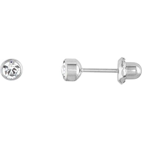 Bonyak Jewelry 4mm Crystal Bezel Titanium Piercing Earrings