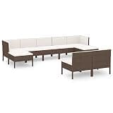 WDSAYREH 9 Piece Patio Lounge Set with Cushions, Brown Poly Rattan Outdoor Garden Furniture Set for Relaxing with Friends and Family