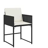 DXKDUSOKJ Set of 4 Foldable Garden Chairs with Removable Cushions, Black PE Rattan and Powder-Coated Steel Frame for Outdoor Dining