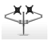 VIZLKOG OL-2 Aluminum Height Adjustable 17-32 Inch Dual Screen Monitor Stand Arm Full Motion Mounting Bracket Desktop TV(Silver grey)
