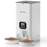Voluas Automatic Cat Feeder for Two Cats, Double Pet Feeder with 2 Stainless Steel Bowls,6L Timed Cat Feeders with Memory Function