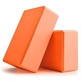 Yoga Blocks 2 Pcs, 9"x6"x3" Yoga Brick Foam Blocks EVA Foam Block Props Accessories for Pilates Stretching and Meditation (Orange, Large)