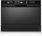 Countertop Dishwasher, Portable Dishwasher, 6 Place Settings & 8 Washing Programs, Speed, Baby-Care, ECO& Glass, Dish Washer for Dorm, RV& Apartment, Black