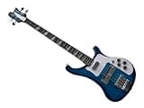 Solid Body Electric Bass Guitar, Blue Classic Tribute Style with Dual Pickups, Full Size 4-String for Rock Stage Performance (Bajo Eléctrico)