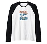 Milwaukee Wisconsin Vintage Sailboat Raglan Baseball Tee
