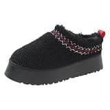 QHEVLXQI Women's Thick-soled Plush Casual, Versatile Slippers For Going Out Korean-style Bag Toe Half Shoes, Fleece-lined Cotton Slippers Winter(A,7.5-8)